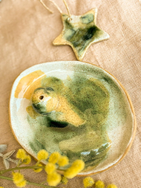 Handmade Incense Holder, Green Goddess