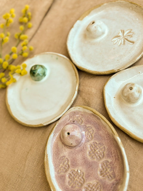 Handmade Incense Holder, Green Splodge