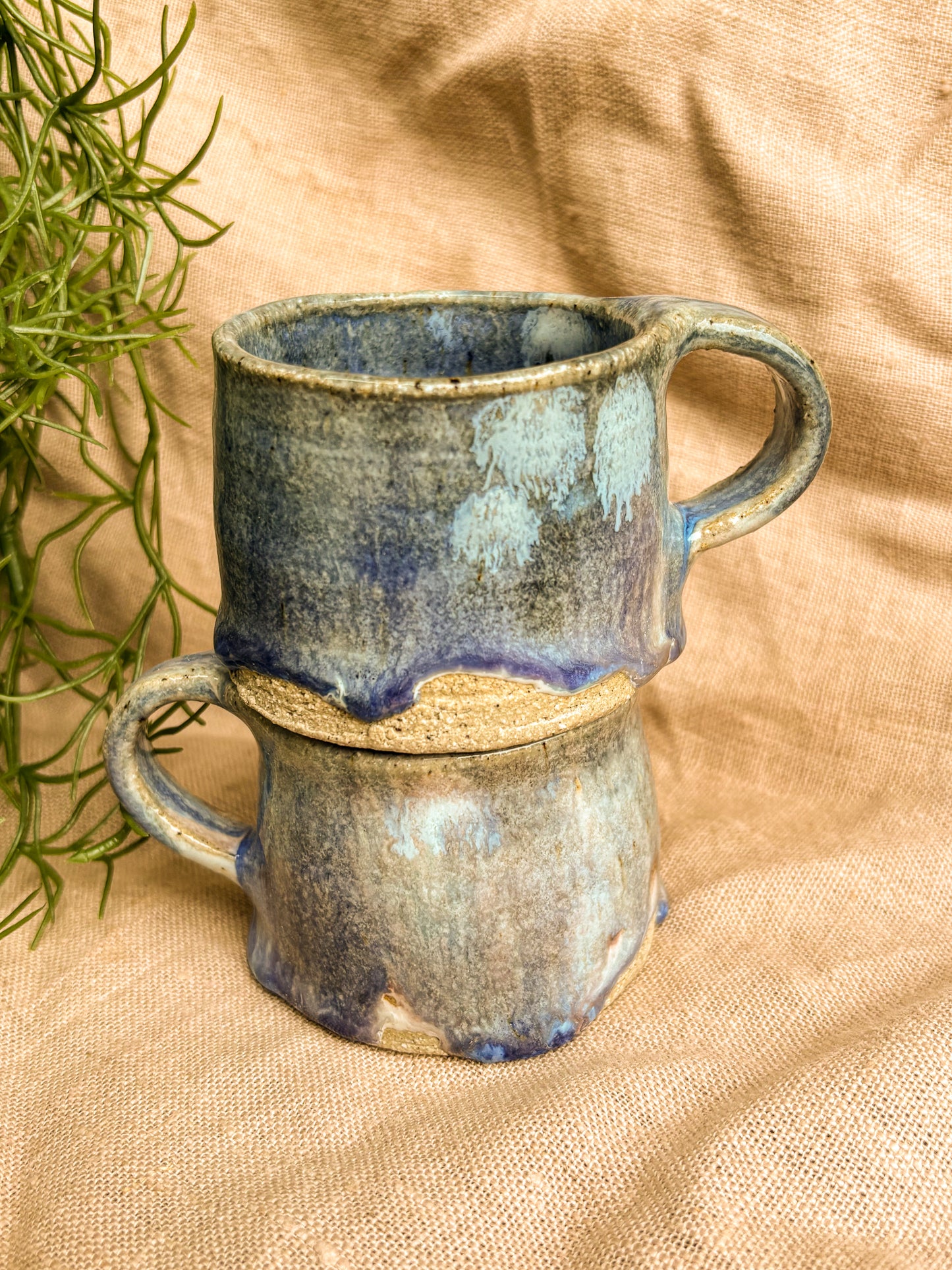 Handmade piccolo cup, blue, group shot