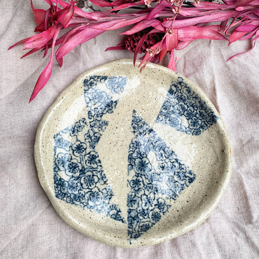 Trinket Dish, Blue Flowers