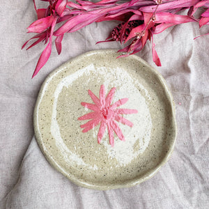 Trinket Dish, Pink Flower