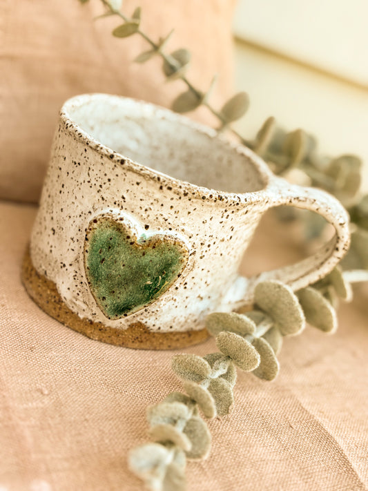 Handmade Mug, Green Heart