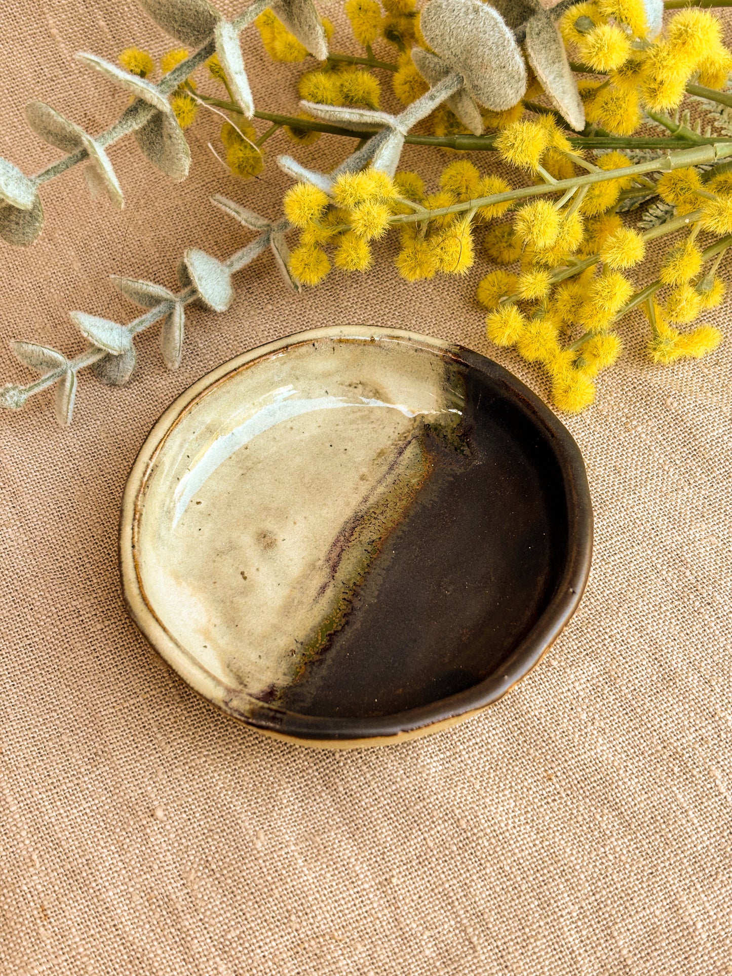 Handmade Small Trinket Dish, Fired Walnut