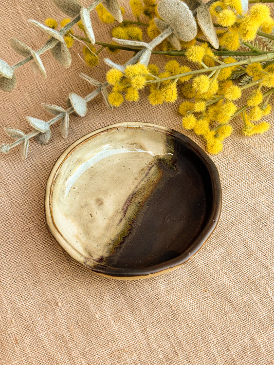 Handmade Small Trinket Dish, Fired Walnut