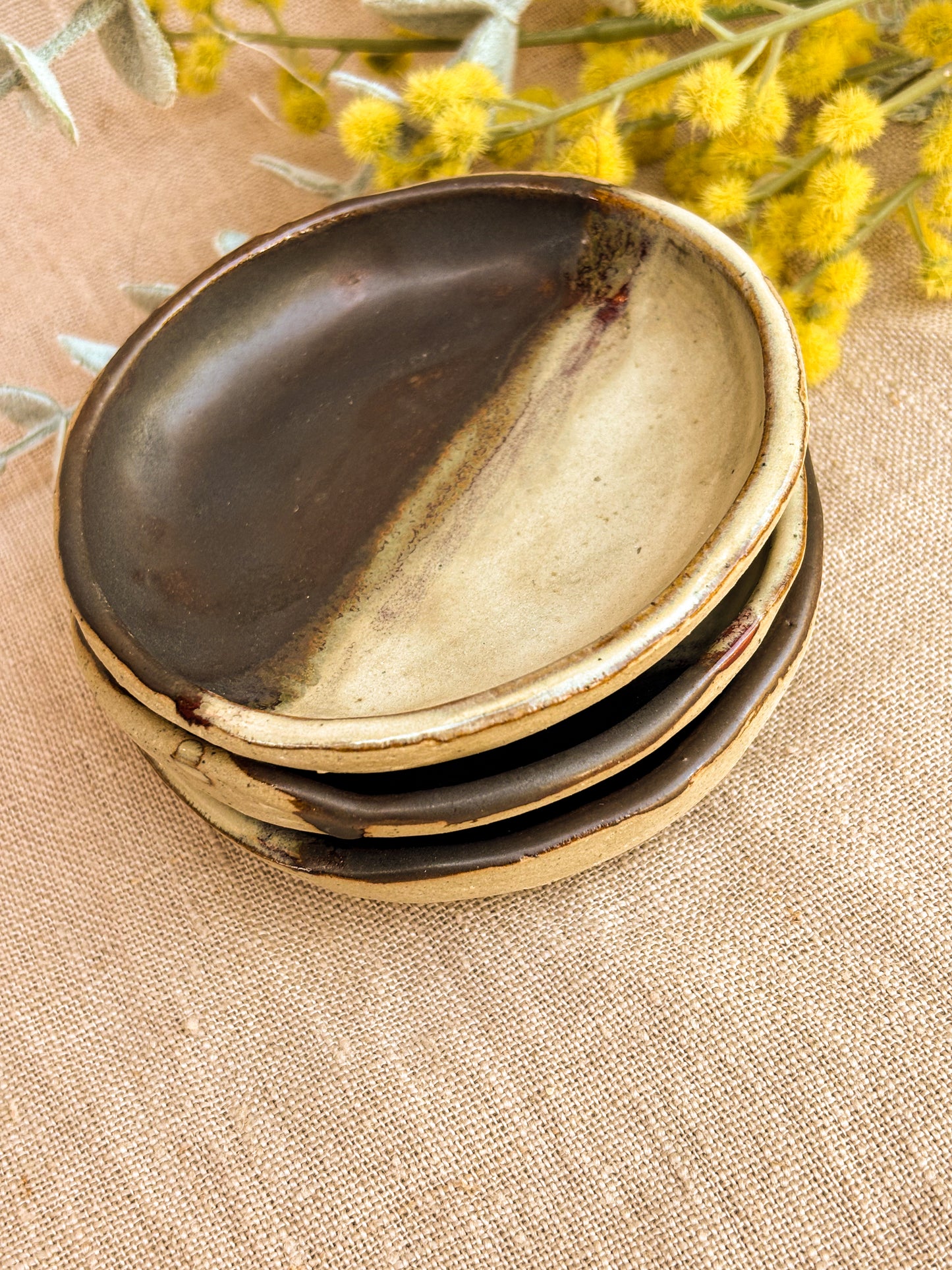 Handmade Small Trinket Dish, Fired Walnut