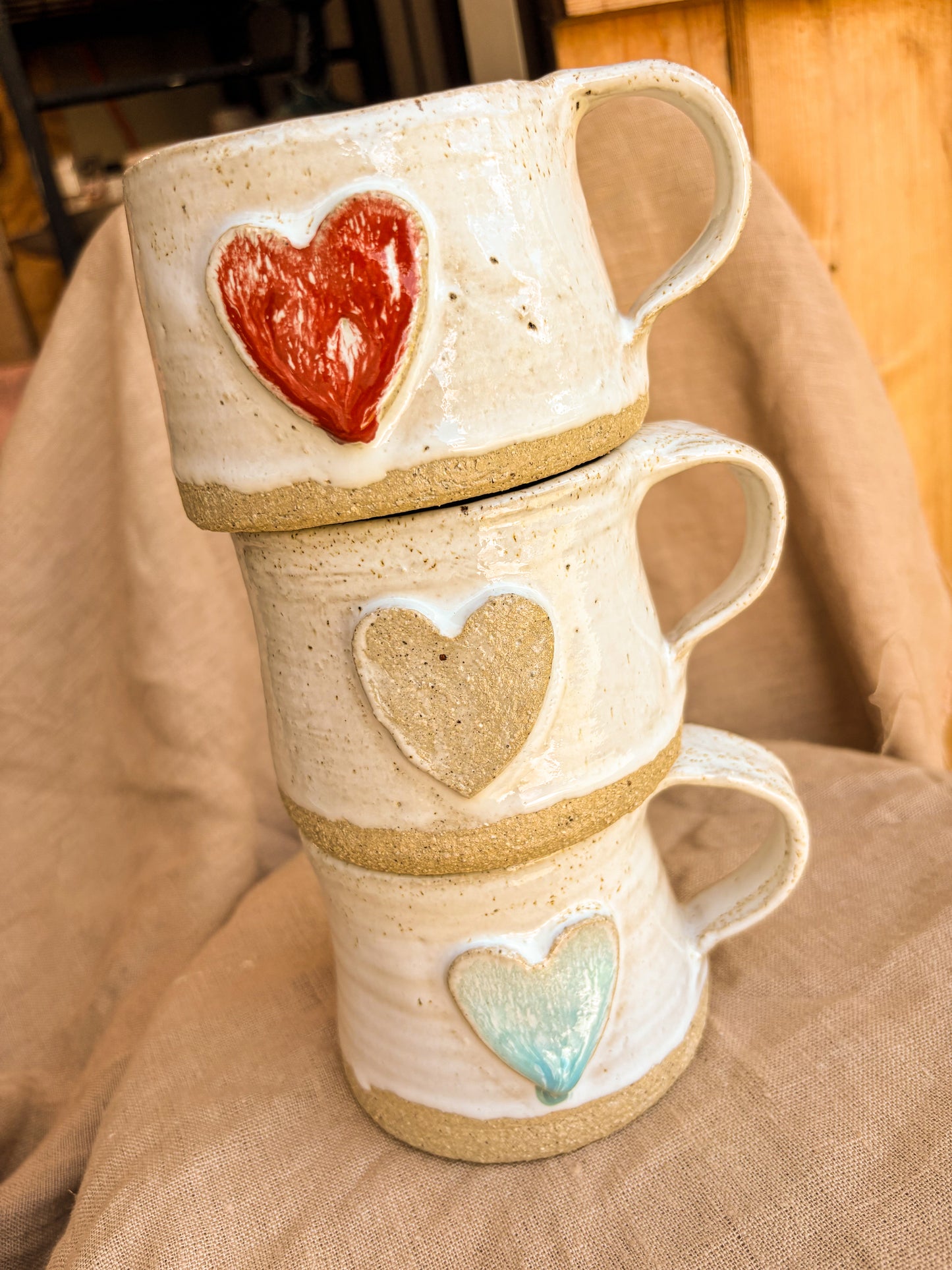 Handmade Mug, Pale Blue Heart