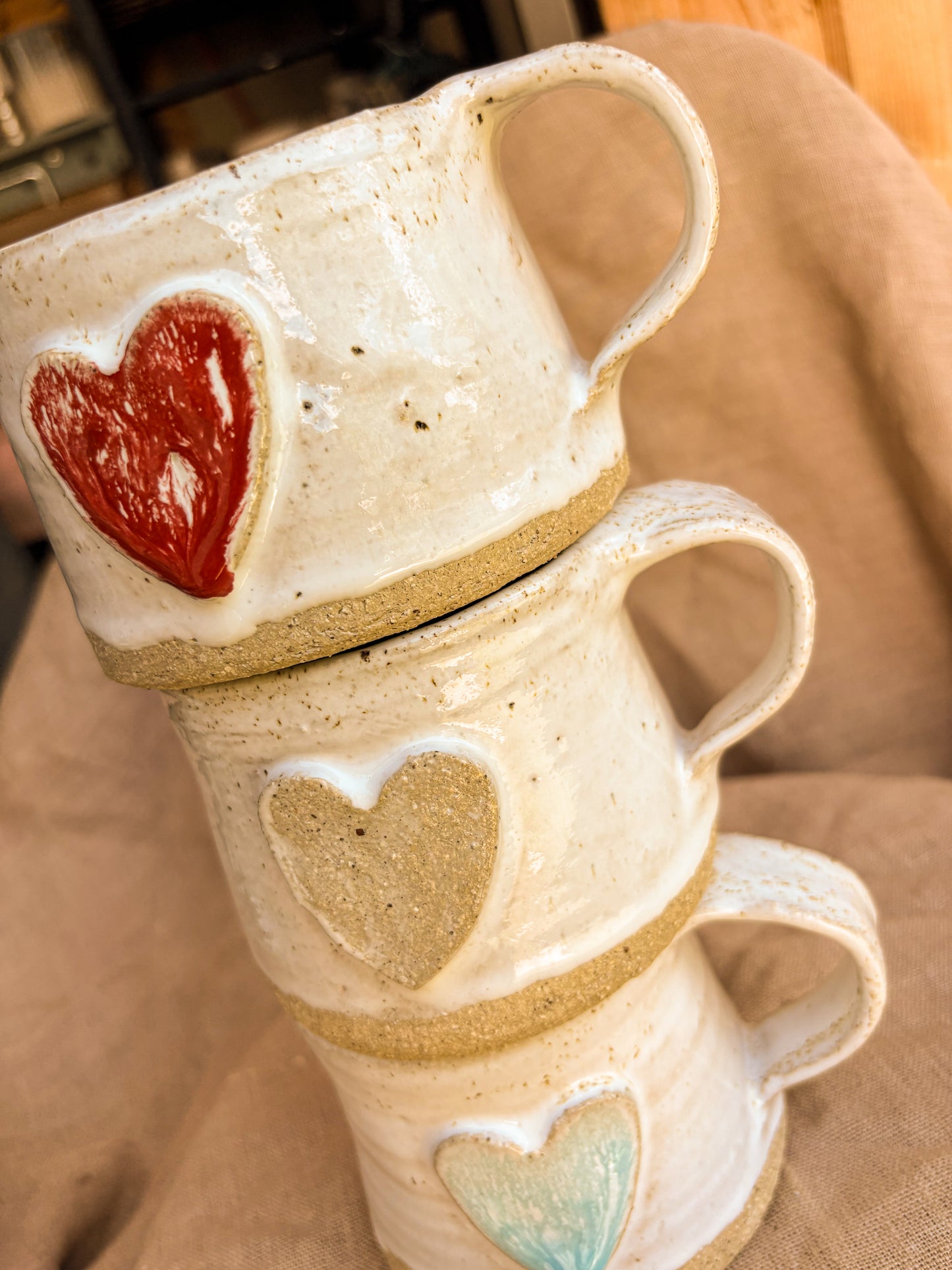 Handmade Mug, Pale Blue Heart