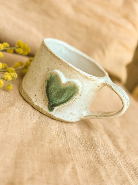 Handmade Mug, Green Heart