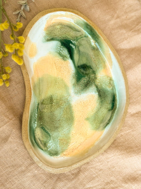 Handmade Platter & Dipping Dish, Green Envy