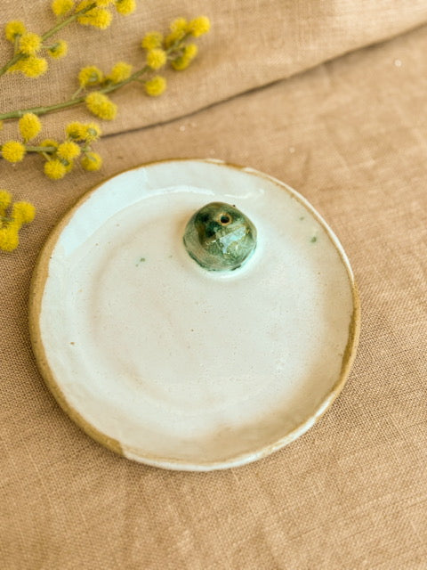 Handmade Incense Holder, Green Splodge