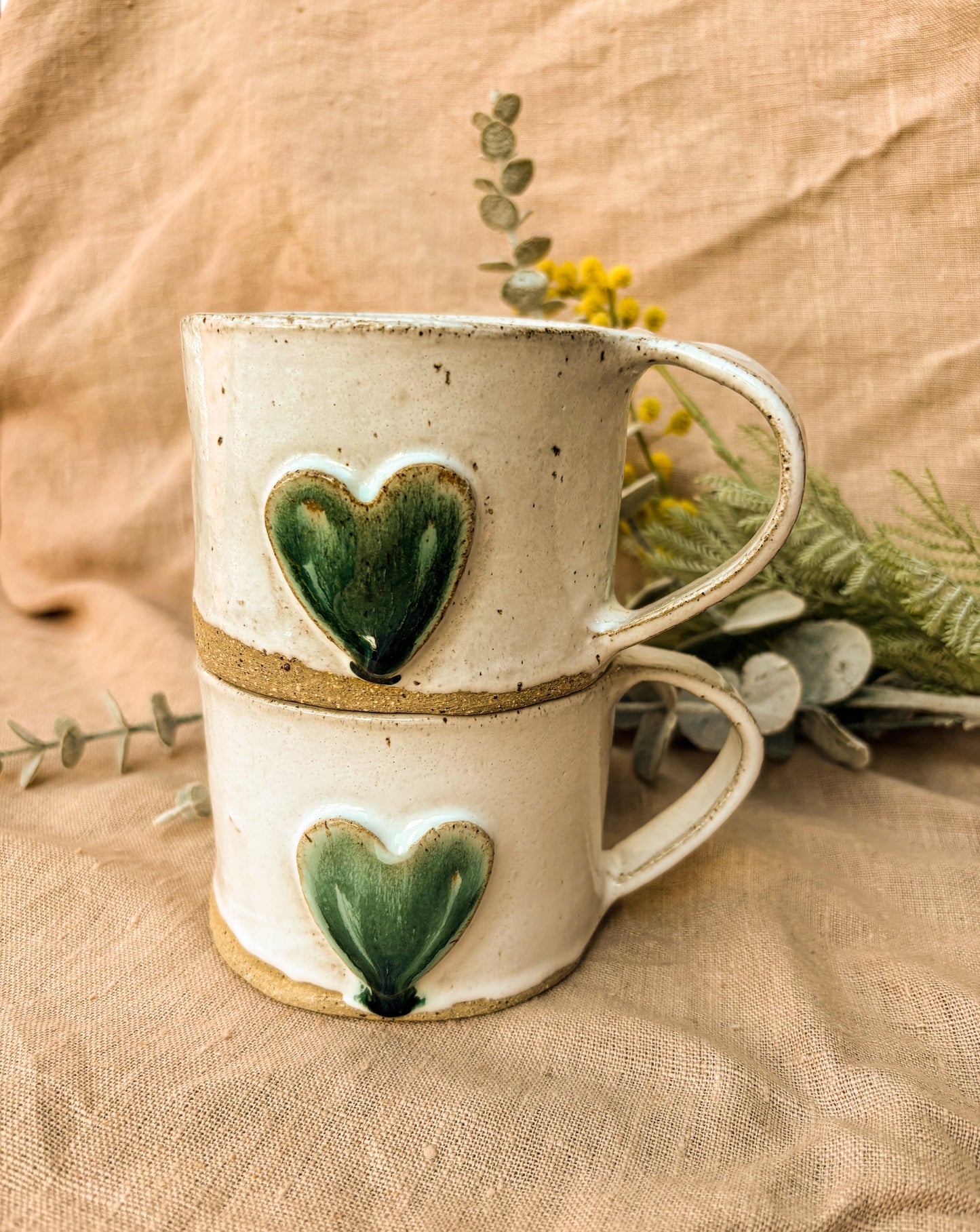 Handmade Mug, Green Heart