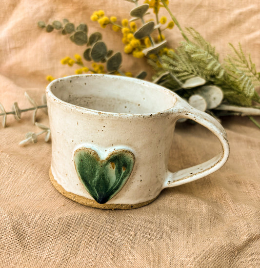 Green heart mug, single hero shot