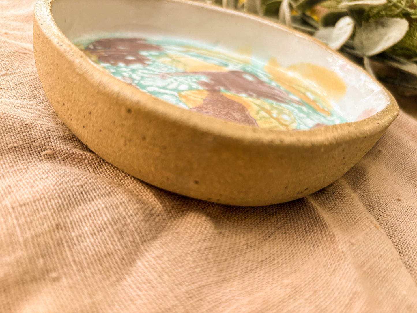 Low Edge Dish, Purple Mottled