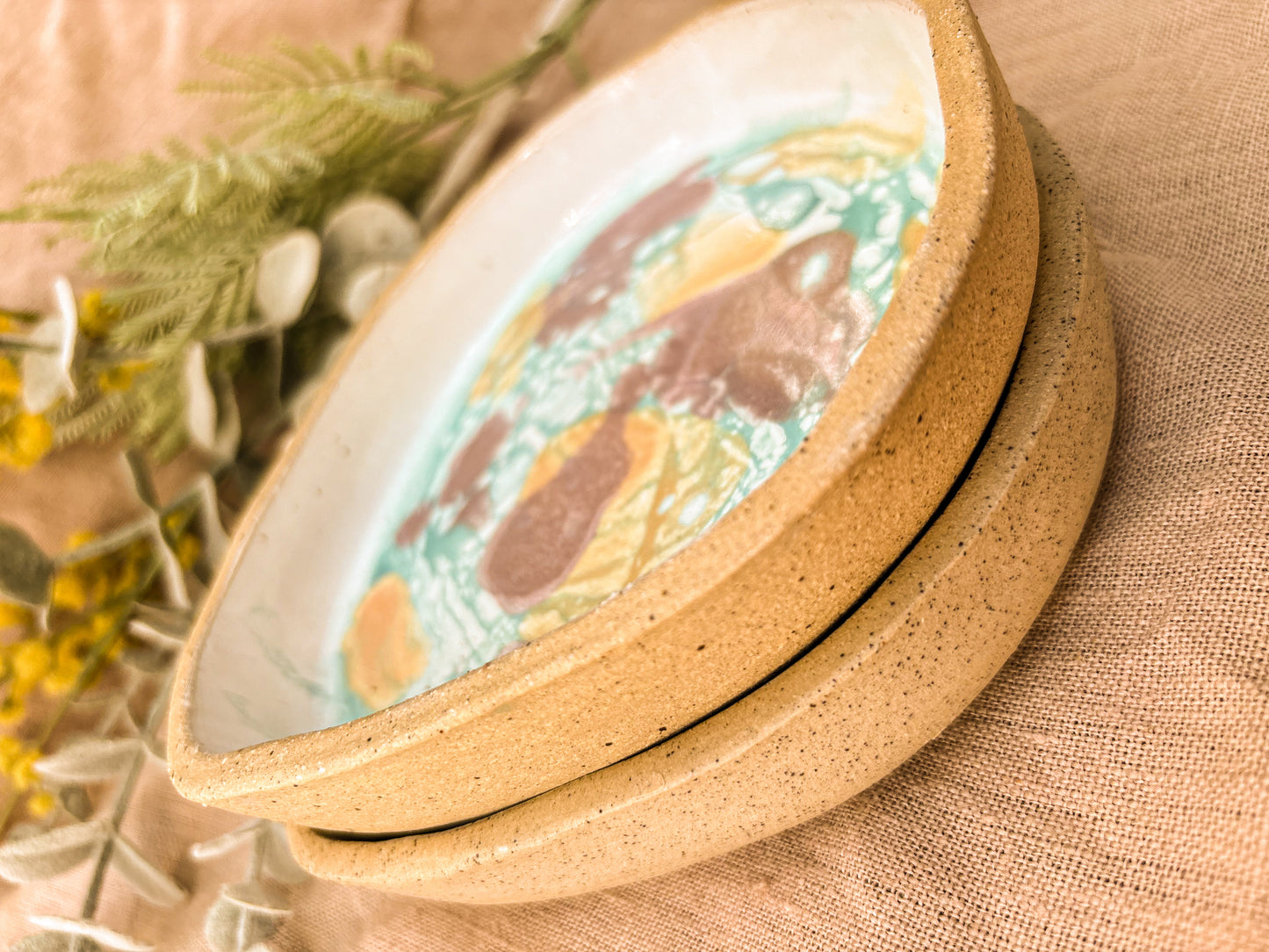 Low Edge Dish, Purple Mottled