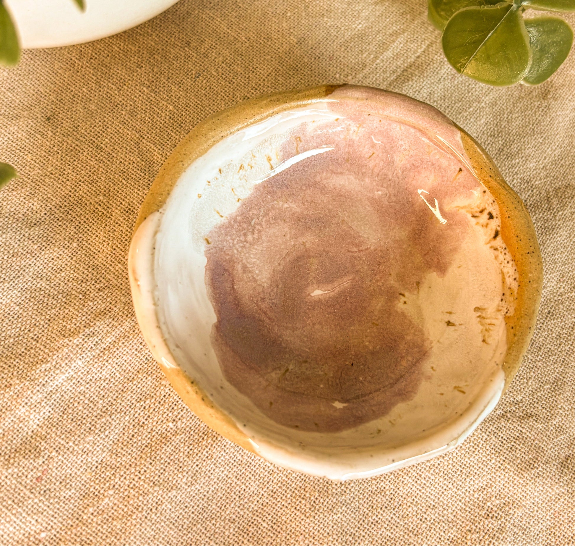 trinket dish with violet glaze