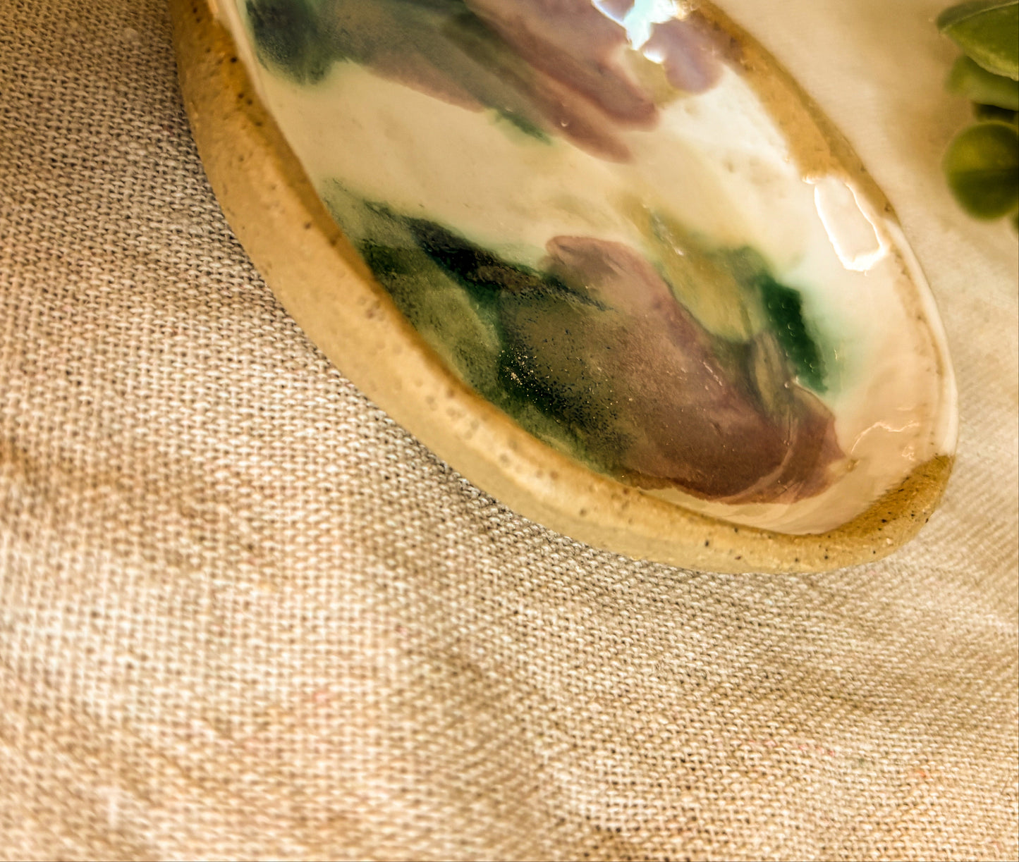 Handmade Small Trinket Dish, Lilac Edge
