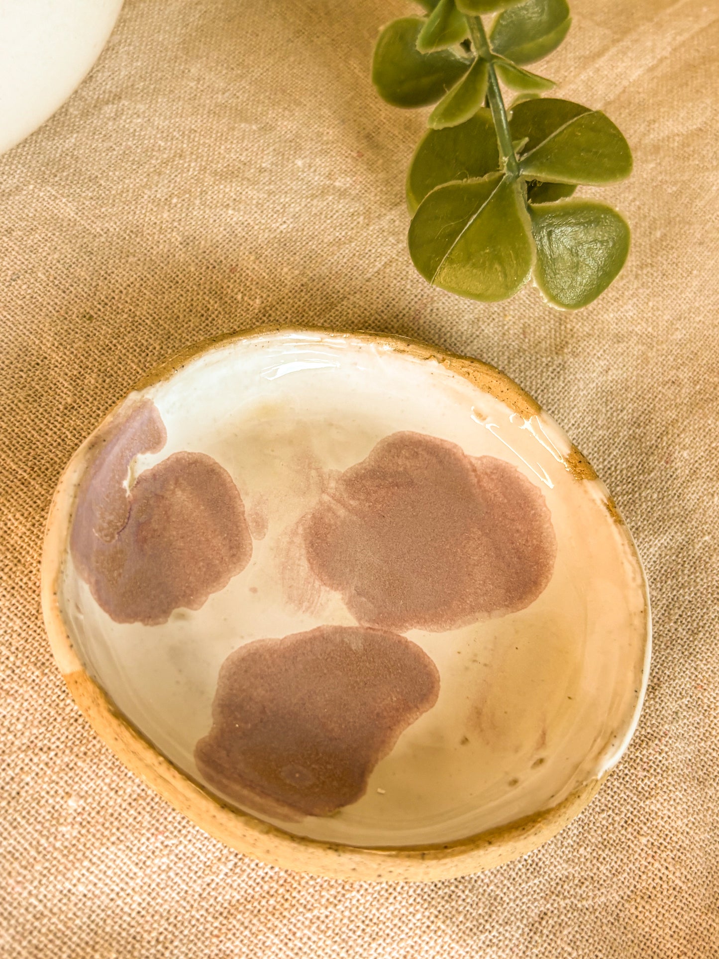 Handmade Small Trinket Dish, Lilac Edge