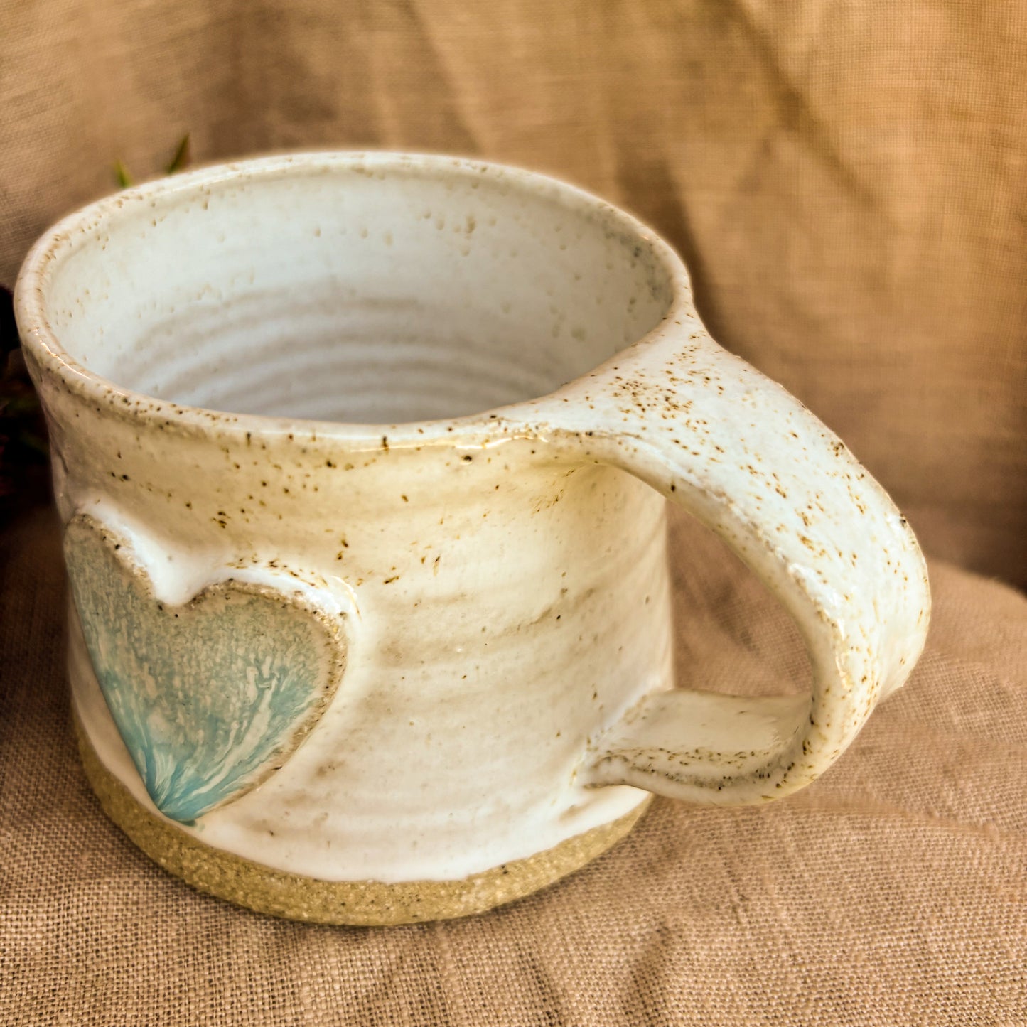 Handmade Mug, Pale Blue Heart