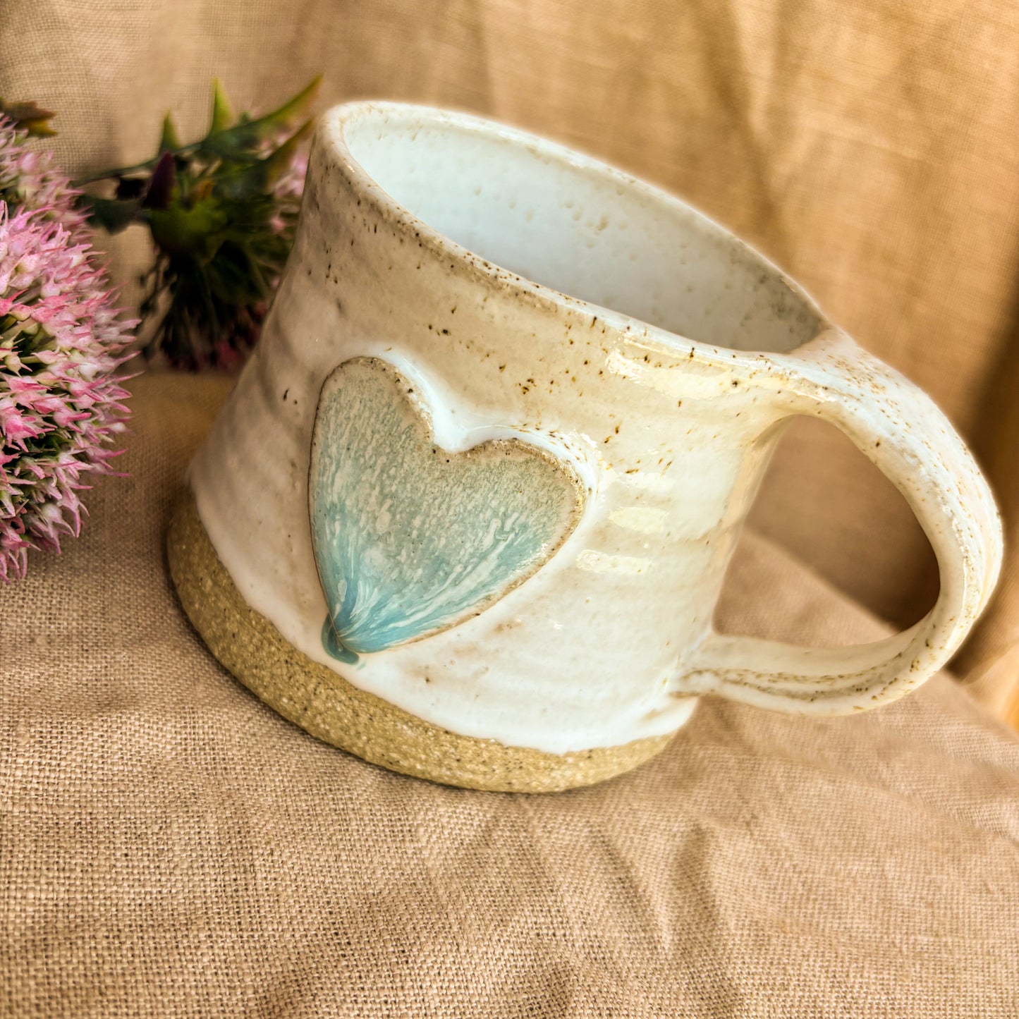 Handmade Mug, Pale Blue Heart