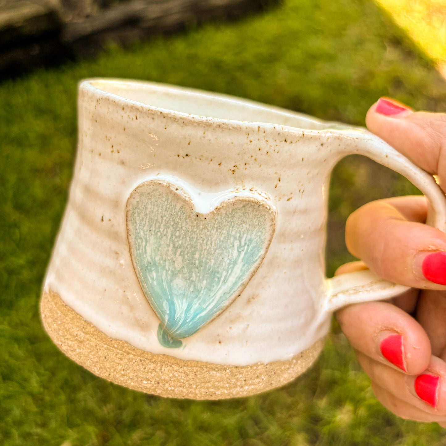 Handmade Mug, Pale Blue Heart