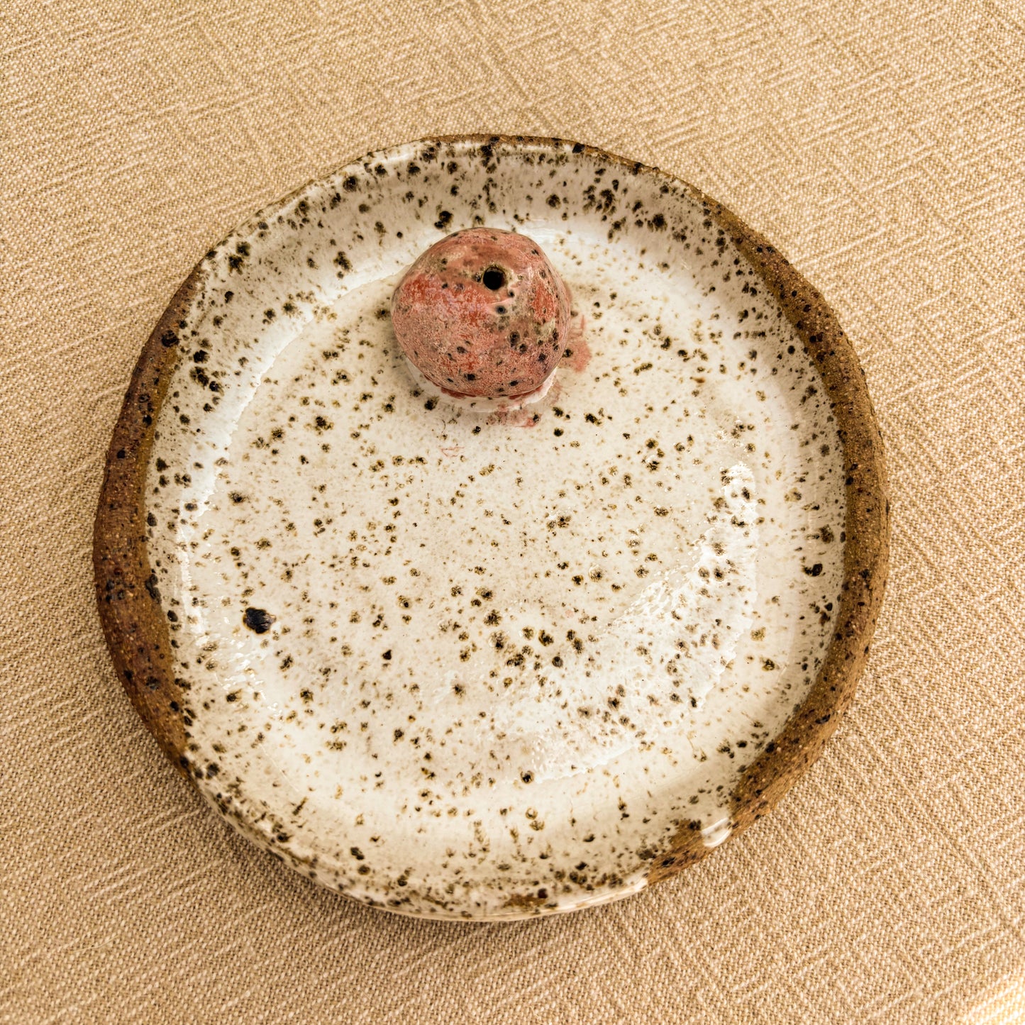 Handmade Incense Holder, Pink Spot