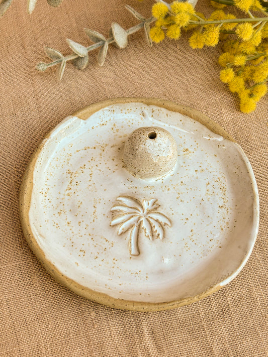 Handmade Incense Holder, Round Palm Speckle